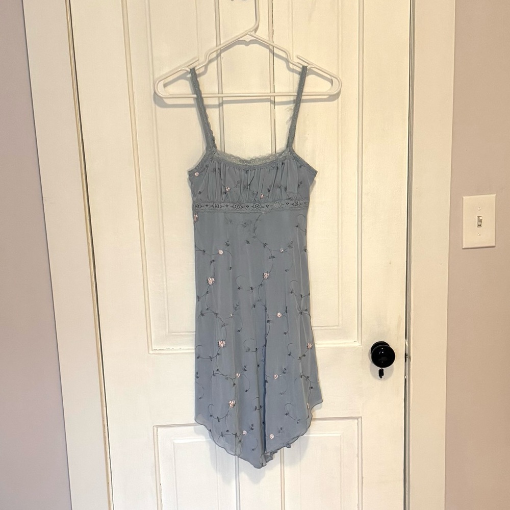 Urban Outfitters Nikita Embroidered Hanky Hem Mini Dress